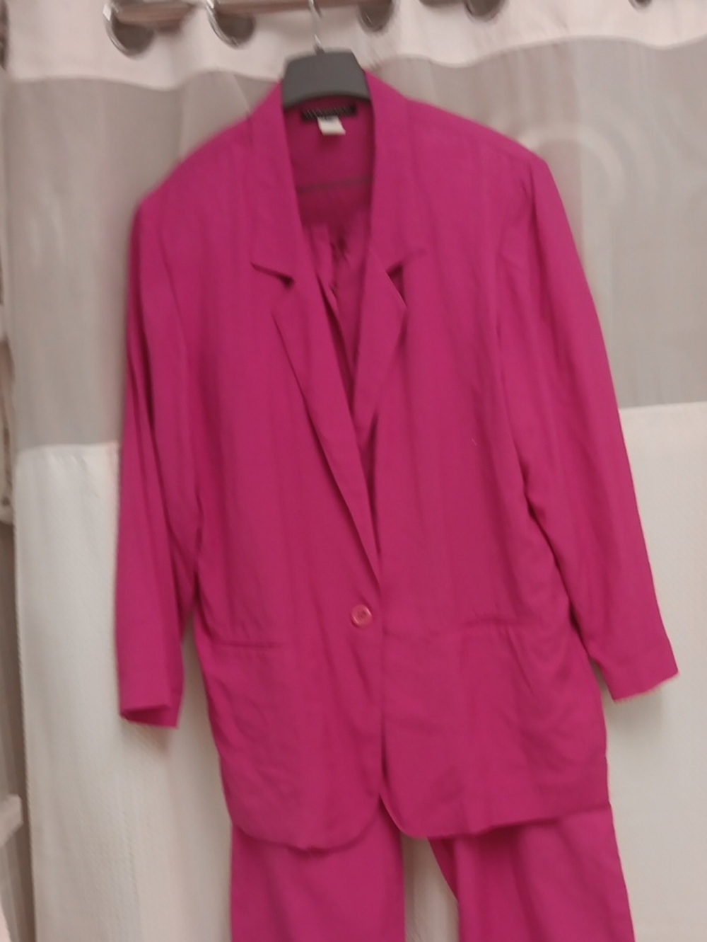 Fuchsia Women's Blazer Jacket - Classic Single-Button Coat with matching pants